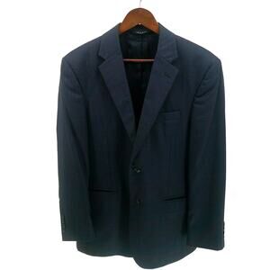 Jos. A. Bank Mens Navy Double Vented Single Breasted 100% Wool Blazer Size 40S